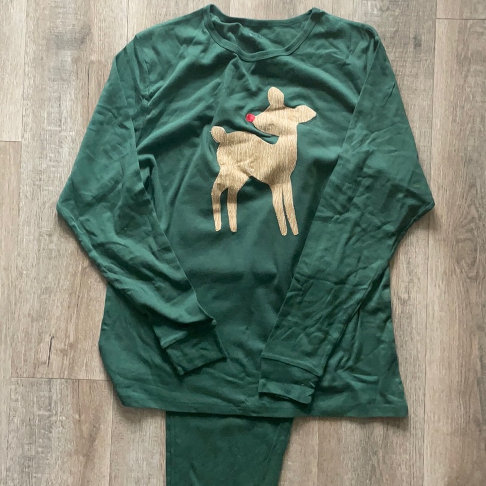 Men’s holiday pajama set adult Christmas pajama deer cotton top and bottom